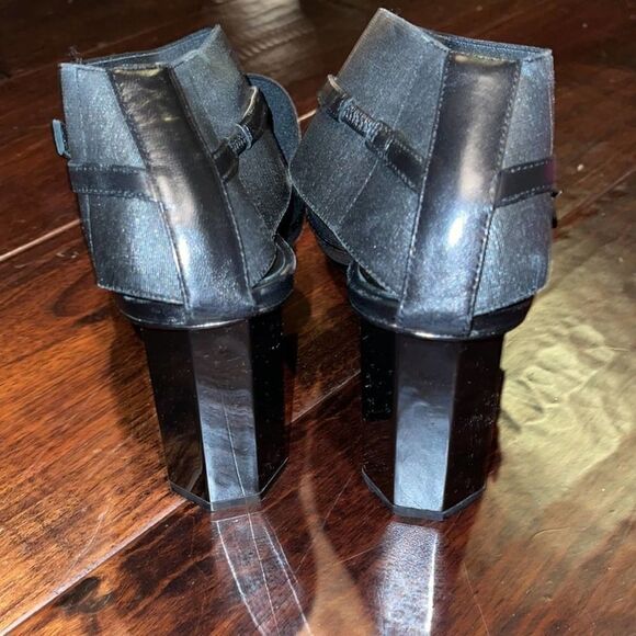 Donald Pliner Buy Black Ankle Strap Black Chunky High Heel Leather Sandals 9.5 - Picture 10 of 11